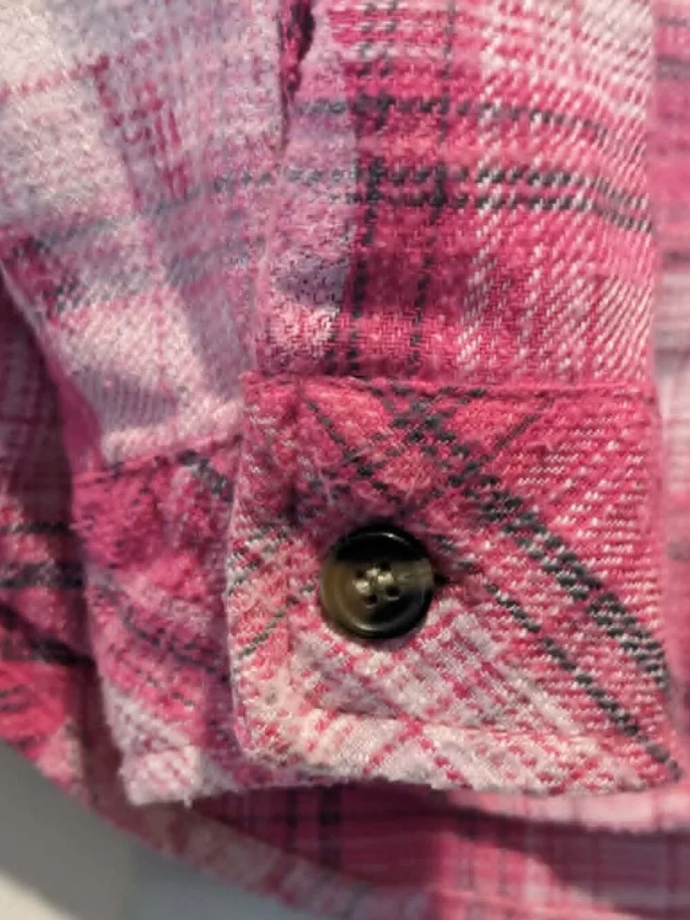 Girl's Justice Pink Plaid Flannel Button-Up Shirt - size S (7/8) VGUC